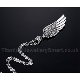Unisex Titanium Pendant Feather Angel Wings PN-505