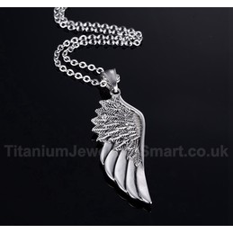 Unisex Titanium Pendant Feather Angel Wings PN-505