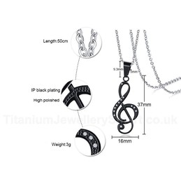 Unisex Titanium Pendant 34 mm Music Symbol PN-560