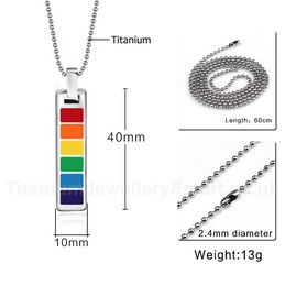 Unisex Titanium Pendant Rainbow Square Rainbow P PN-004