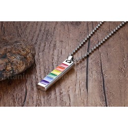 Unisex Titanium Pendant Rainbow Square Rainbow P PN-004