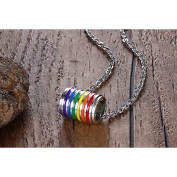 Unisex Titanium Pendant Rainbow Cylinder P PN-007