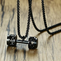 Men's Titanium Pendant Dumbbell Black PN-810