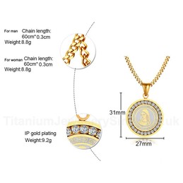 Men's Titanium Pendant 31 mm Zircon Virgin Mary PN-628