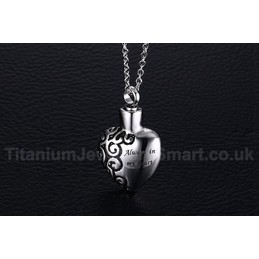 Unisex Titanium Pendant Heart Shaped "Alway in My Heart" Perfume Bottle PN-436