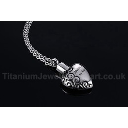 Unisex Titanium Pendant Heart Shaped "Alway in My Heart" Perfume Bottle PN-436