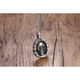 Men's Titanium Pendant 35 mm Bicycle Chain Skull PN-706