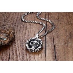 Men's Titanium Pendant 35 mm Bicycle Chain Skull PN-706