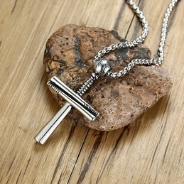 Men's Titanium Pendant Baseball Bat Cross Sport PN-1096S