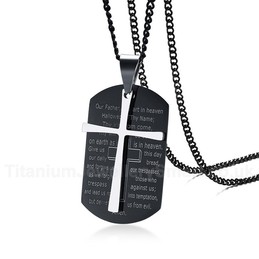 Men's Titanium Pendant Cross Black PN1014