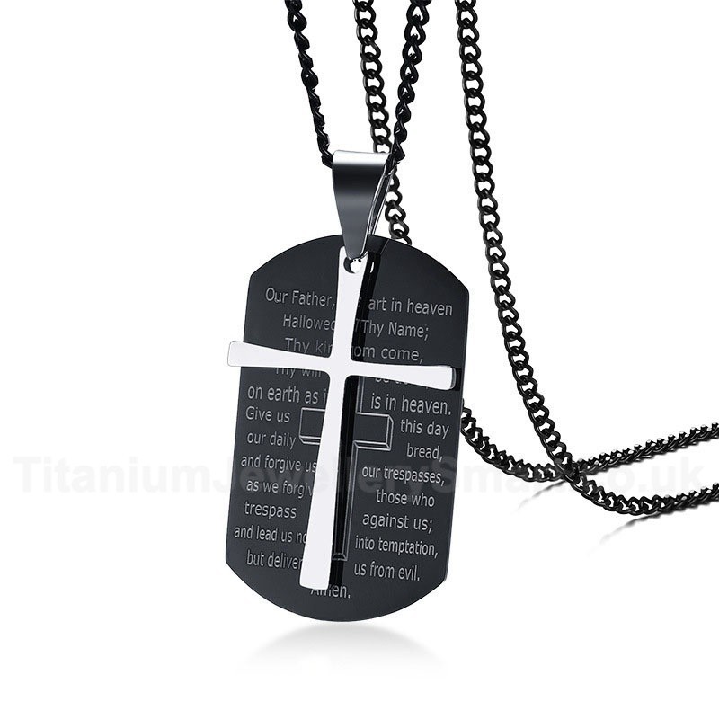 Men's Titanium Pendant Cross Black PN1014