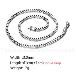 Unisex Titanium Necklace 3 mm Box Chain NC-004