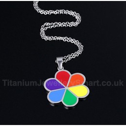 Women's Titanium Pendant Rainbow Petal Tag P PN-031