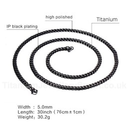 Unisex Titanium Necklace 5 mm Black NC-141B
