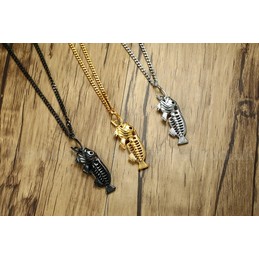 Men's Titanium Pendant Skull Fish Skeleton PN-884