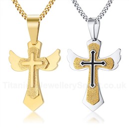 Unisex Titanium Pendant Angel Wing Cross PN-116