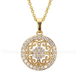 Women's Brass Pendant Round Sun Flower PNB-007