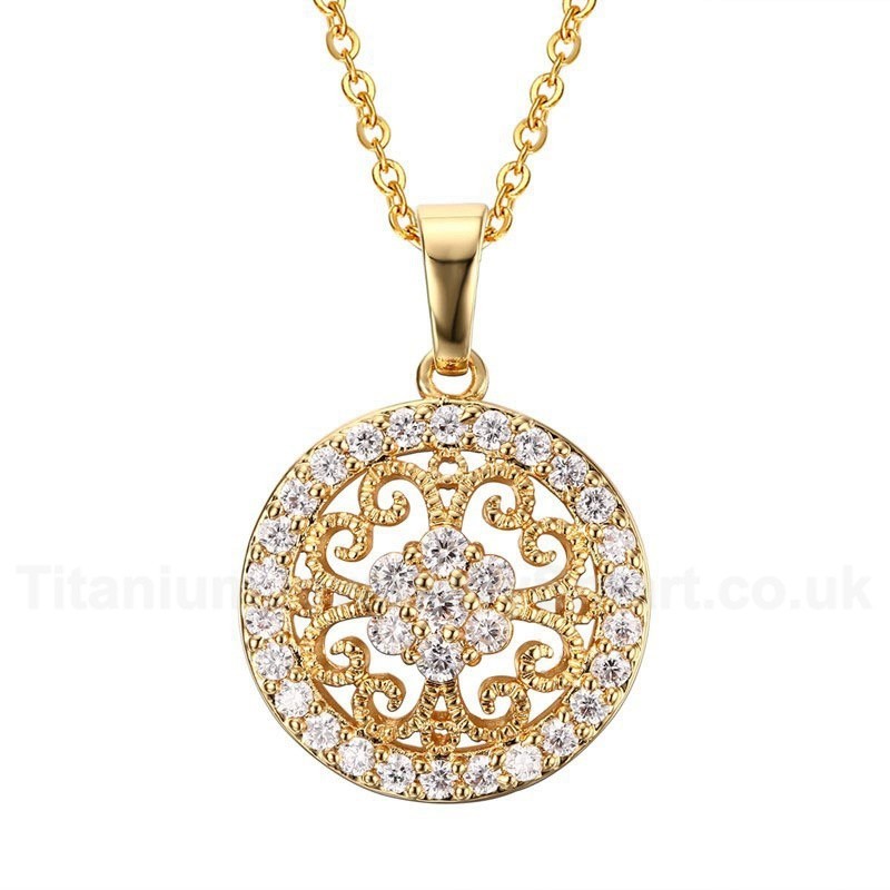 Women's Brass Pendant Round Sun Flower PNB-007
