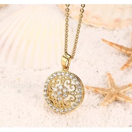 Women's Brass Pendant Round Sun Flower PNB-007