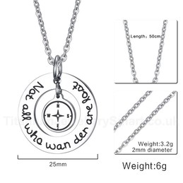 Unisex Titanium Pendant 25 mm Compass Tag PN-615