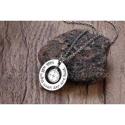Unisex Titanium Pendant 25 mm Compass Tag PN-615