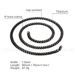 Unisex Titanium Necklace 7 mm Black NC-142b