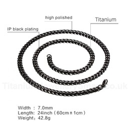 Unisex Titanium Necklace 7 mm Black NC-142b