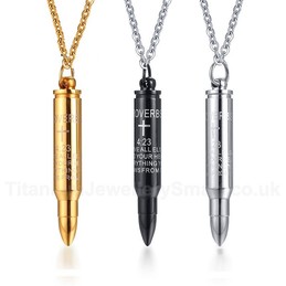 Unisex Titanium Pendant Proverbs 23 mm Bullet PN-899