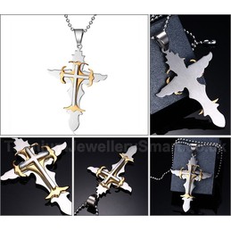 Unisex Titanium Necklace Cross PN-098