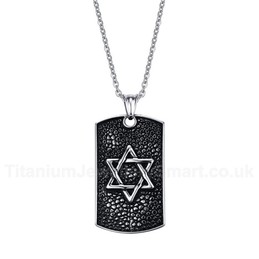 Unisex Titanium Pendant Hexagram Tag Rock PN-483