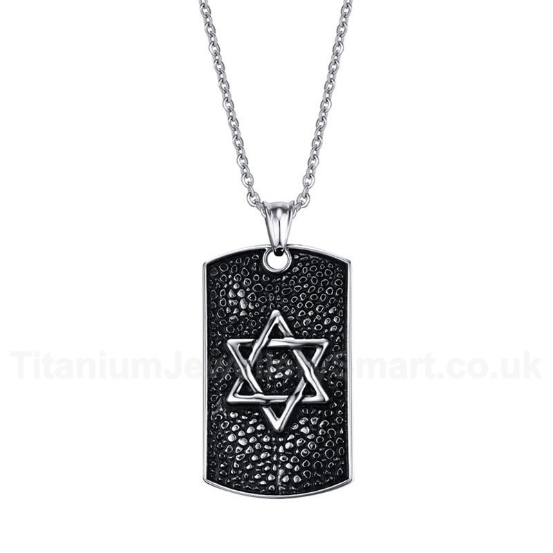 Unisex Titanium Pendant Hexagram Tag Rock PN-483