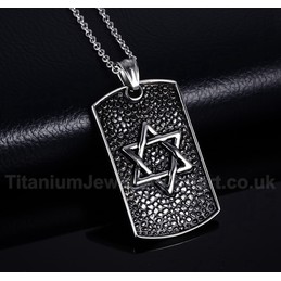 Unisex Titanium Pendant Hexagram Tag Rock PN-483