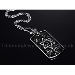 Unisex Titanium Pendant Hexagram Tag Rock PN-483