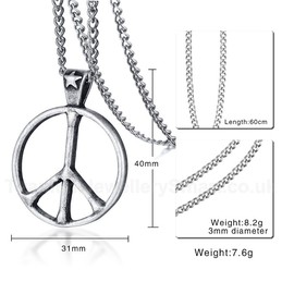 Men's Titanium Pendant 40 mm Peace Symbols PN-890
