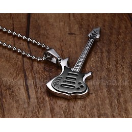 Men's Titanium Pendant Black Guitar PN-102