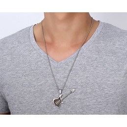 Men's Titanium Pendant Black Guitar PN-102