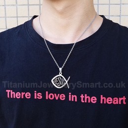 Men's Titanium Pendant jesus fish pendant Jesus Black PN1075