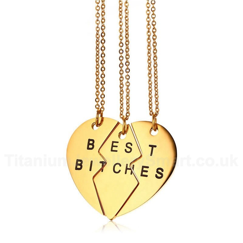 Unisex Titanium Pendant 3 Pieces Puzzle Love Heart Shaped PBF003