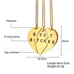 Unisex Titanium Pendant 3 Pieces Puzzle Love Heart Shaped PBF003