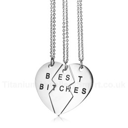 Unisex Titanium Pendant 3 Pieces Puzzle Love Heart Shaped PBF003