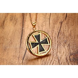 Men's Titanium Pendant 5 cm Crooss Round PN-794