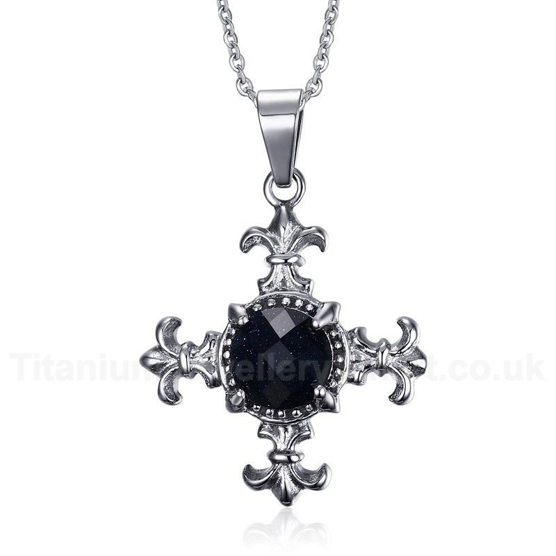 Men's Titanium Pendant 37 mm Blue Gravel Iris PN-581