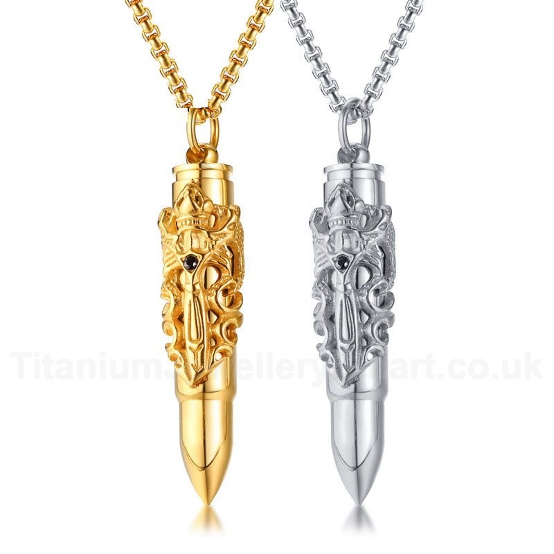 Men's Titanium Pendant Bullet Two Chinese Dragon PN-1150