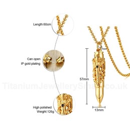 Men's Titanium Pendant Bullet Two Chinese Dragon PN-1150