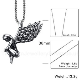 Unisex Titanium Pendant Angel Wings 36 mm PN-582