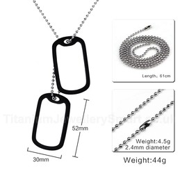 Men's Titanium Pendant 52 mm Two Tag Black PN-724