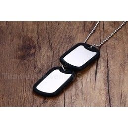 Men's Titanium Pendant 52 mm Two Tag Black PN-724
