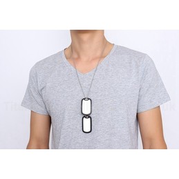 Men's Titanium Pendant 52 mm Two Tag Black PN-724