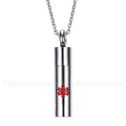 Men's Titanium Pendant Perfume Bottle 30 mm Medical ID Cylinder Openable PN-683