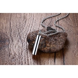 Men's Titanium Pendant Perfume Bottle 30 mm Medical ID Cylinder Openable PN-683